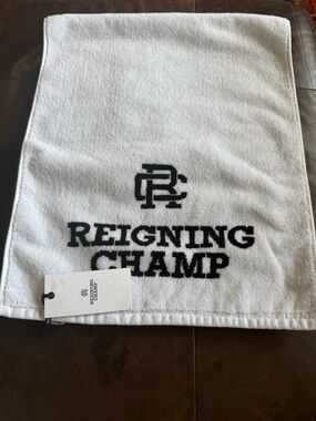 Reigning Champ White Hand Towel with Black Logo